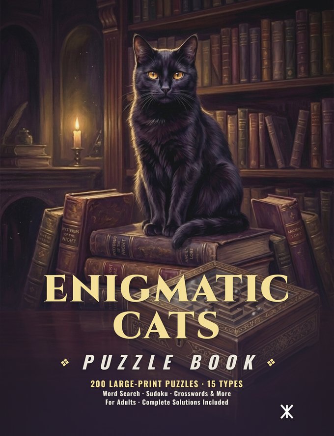 Enigmatic Cats, puzzle book cover by Kinnik Grid
